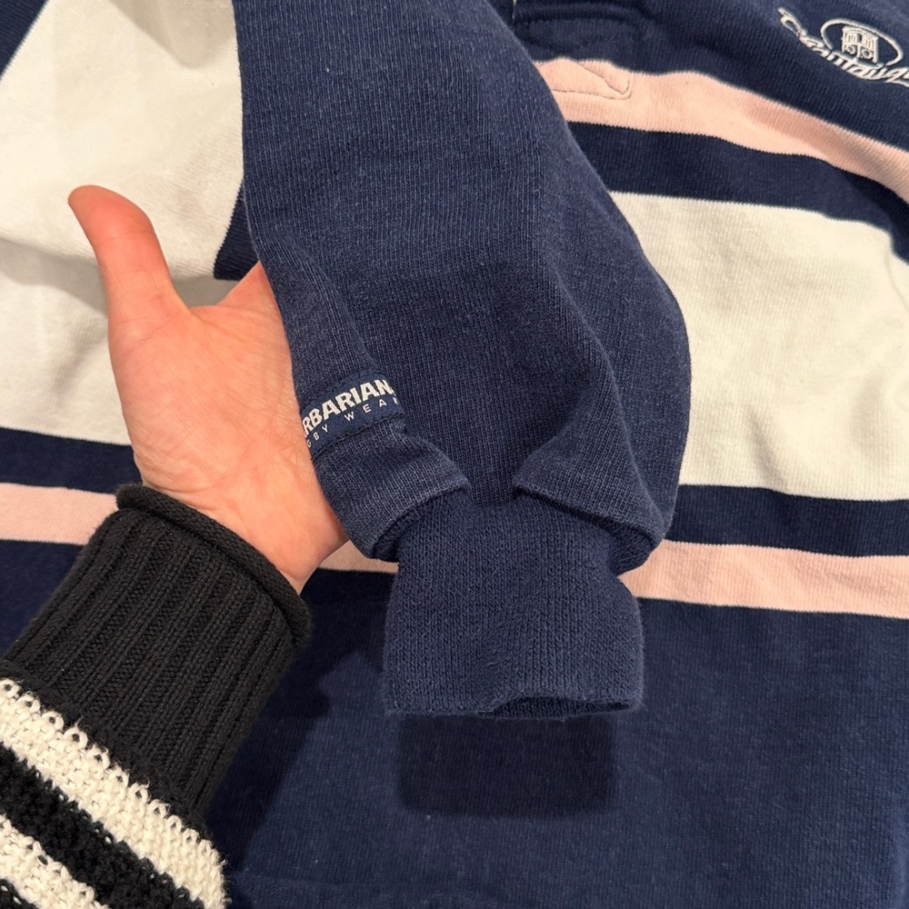 Barbarian vintage rugby wear Navy pink and White Shirt - Picture 7 of 8